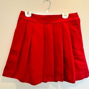 Girly preppy academia Red pleated skirt